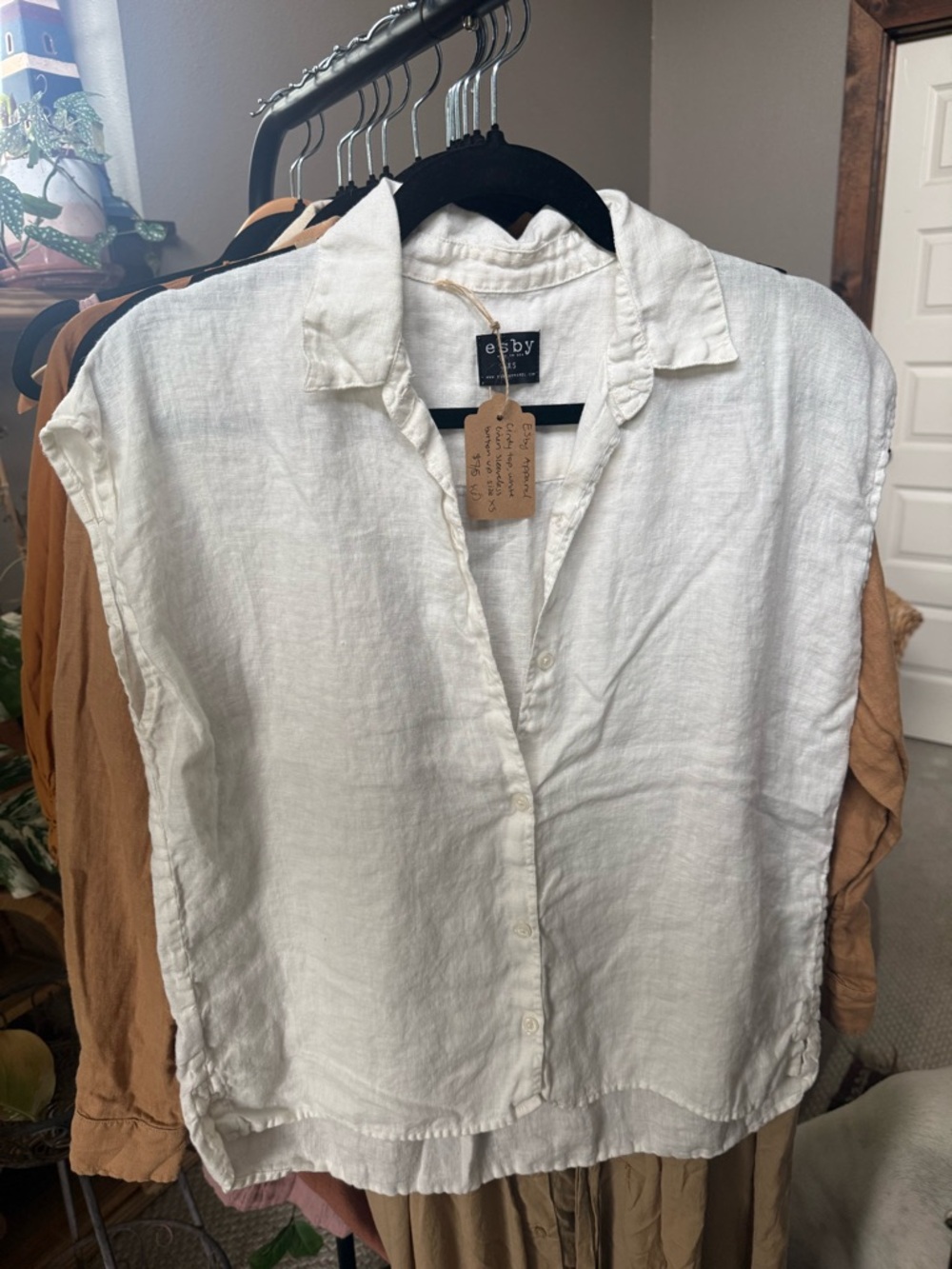 esby White linen Cindy Top, size XS